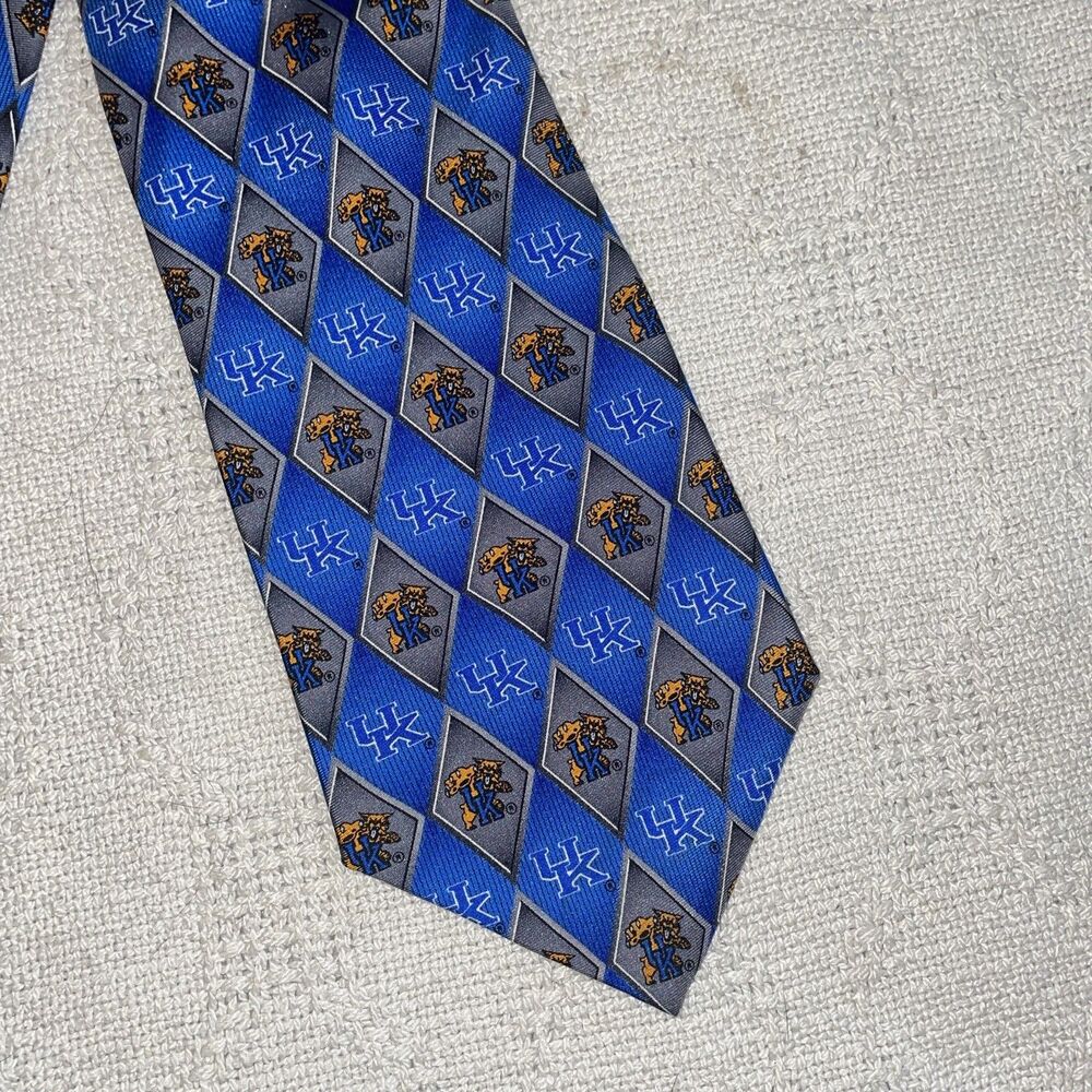 Larson UK Football Men’s Dress Tie Size 57” 4” Blue Silk Sports Kentucky Wildcat